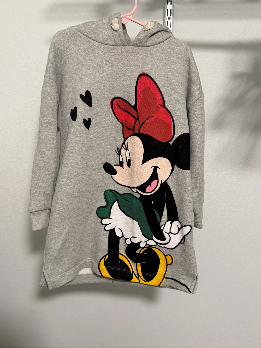 Zara Kids Gray Disney Hoodie Dress with Character Detail